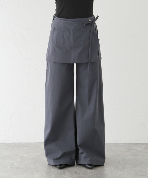 LOW CLASSIC(ロウ クラシック)の「【LOW CLASSIC/ロウ・クラシック】レイヤードラップスカートパンツ(その他パンツ・レディース・チャコールグレー・FREE)」の10枚目の写真