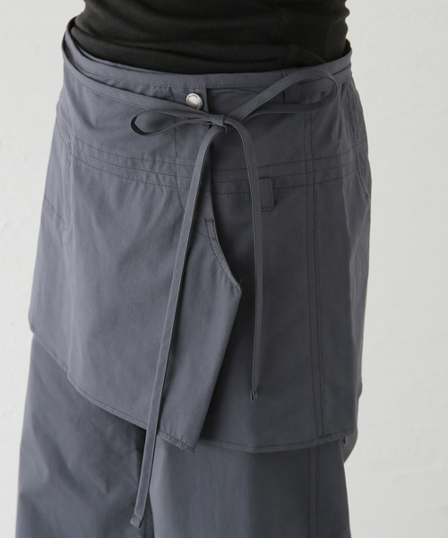 ＜LOW CLASSIC＞レイヤード ラップスカートパンツ グレー Mサイズ LOW CLASSIC/ロウ・クラシック】レイヤードラップスカートパンツ