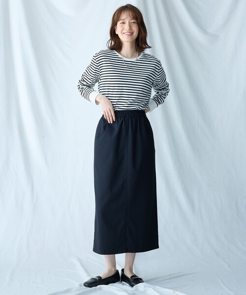 ANY（エニィ）の「【ウエストゴム】クラシカルツイードタイトスカート（スカート・レディース・ネイビー系/ダークブラウン系・1/2/3）」の2枚目の写真