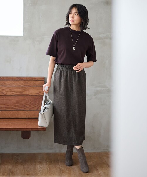 ANY（エニィ）の「【ウエストゴム】クラシカルツイードタイトスカート（スカート・レディース・ネイビー系/ダークブラウン系・1/2/3）」の4枚目の写真