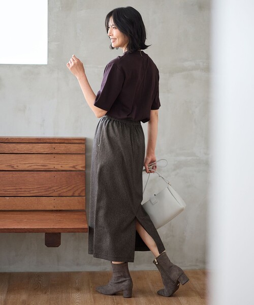 ANY（エニィ）の「【ウエストゴム】クラシカルツイードタイトスカート（スカート・レディース・ネイビー系/ダークブラウン系・1/2/3）」の5枚目の写真