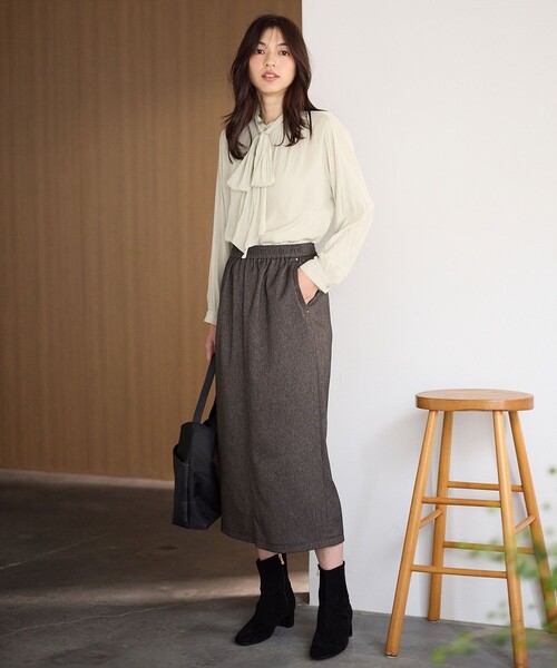 ANY（エニィ）の「【ウエストゴム】クラシカルツイードタイトスカート（スカート・レディース・ネイビー系/ダークブラウン系・1/2/3）」の6枚目の写真