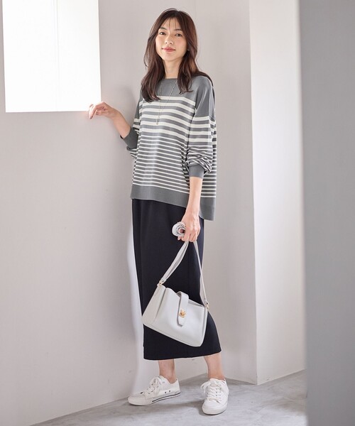 ANY（エニィ）の「【ウエストゴム】クラシカルツイードタイトスカート（スカート・レディース・ネイビー系/ダークブラウン系・1/2/3）」の12枚目の写真