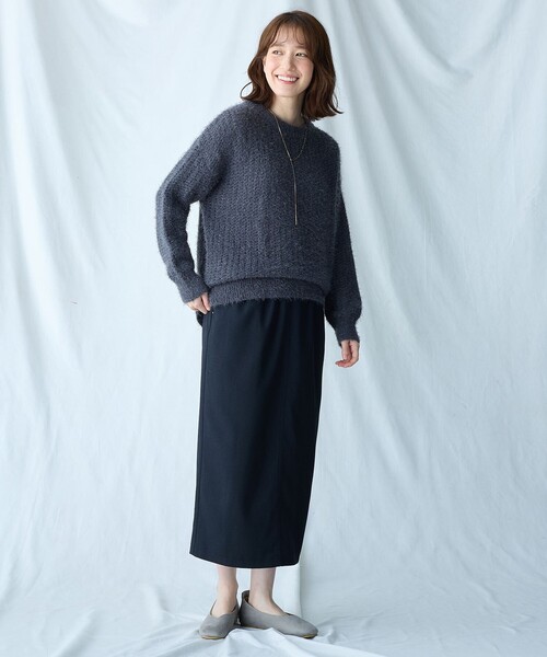 ANY（エニィ）の「【ウエストゴム】クラシカルツイードタイトスカート（スカート・レディース・ネイビー系/ダークブラウン系・1/2/3）」の14枚目の写真