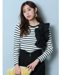 JUSGLITTY（ジャスグリッティー）の「アシメフリルリブニット