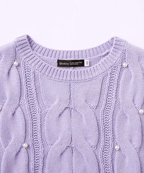 BeBe(ベベ)の「ケーブル編みサイドリボンニットベスト(100~150cm)(ベスト・キッズ・パープル・150cm/120cm/110cm/140cm/130cm/100cm)」の7枚目の写真