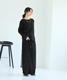 【BLK001】配色ステッチロングTシャツ