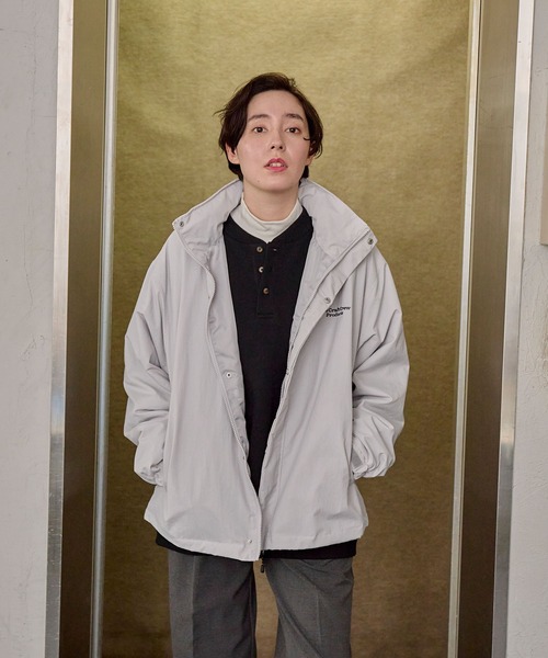 ナイロン製フード付きジャケット ネイビー ブラック THE CRAFT CREW PRODUCTS】2WAY ビッグシルエット テック撥水