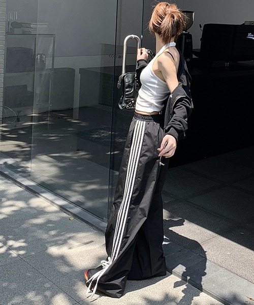 HALEY PESCA（ヘーリーペスカ）の「HALEY PESCA/ルーズデザイン　リボン付きトラックパンツ（スウェットパンツ・レディース・ブラック・LARGE/MEDIUM/SMALL）」の16枚目の写真