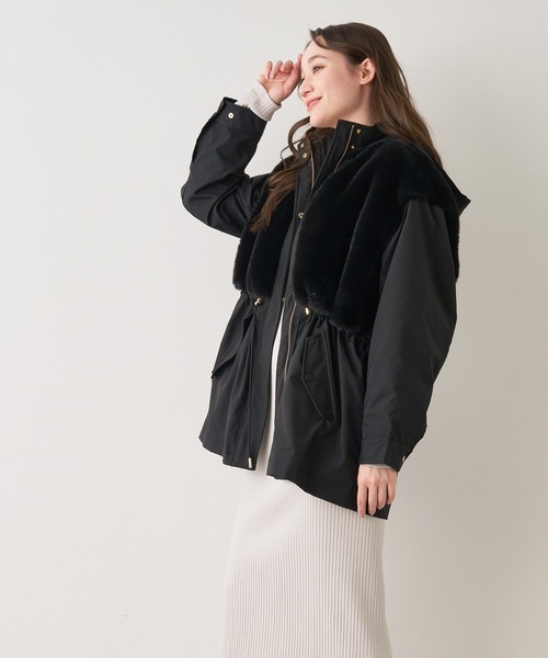 MICA&DEAL（マイカ＆ディール）の「フーデットファードッキングコート（ブルゾン・レディース・ライトベージュ/カーキ/ブラック・FREE）」の7枚目の写真