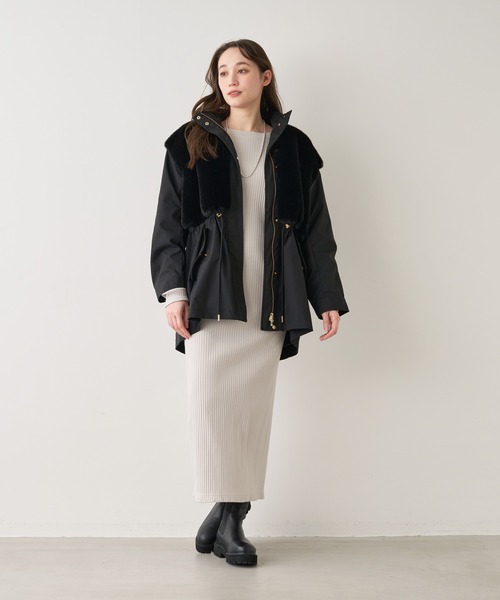 MICA&DEAL（マイカ＆ディール）の「フーデットファードッキングコート（ブルゾン・レディース・ライトベージュ/カーキ/ブラック・FREE）」の8枚目の写真