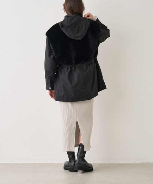 MICA&DEAL（マイカ＆ディール）の「フーデットファードッキングコート（ブルゾン・レディース・ライトベージュ/カーキ/ブラック・FREE）」の9枚目の写真