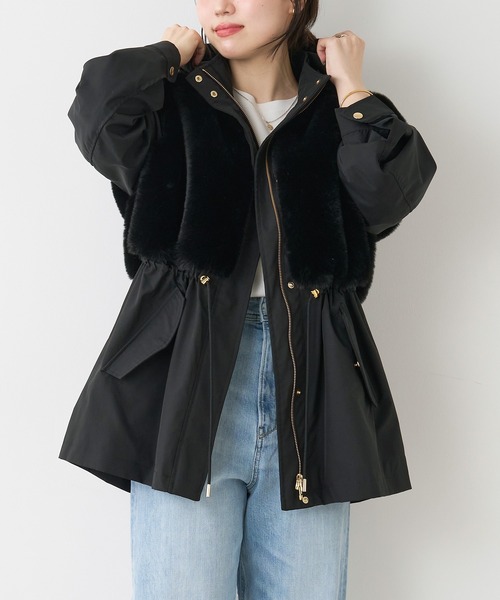 MICA&DEAL（マイカ＆ディール）の「フーデットファードッキングコート（ブルゾン・レディース・ライトベージュ/カーキ/ブラック・FREE）」の14枚目の写真