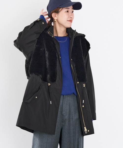 MICA&DEAL（マイカ＆ディール）の「フーデットファードッキングコート（ブルゾン・レディース・ライトベージュ/カーキ/ブラック・FREE）」の4枚目の写真