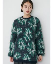⭐️みー⭐️　Vin 新品.*˚‧ ボタニカル柄モノトーンニットパンツ GEMINI】ニットパンツ | Whim Gazette(ウィム ガゼット