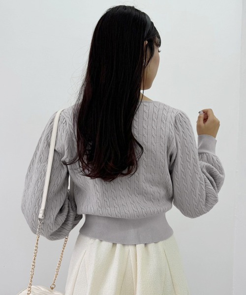one after another NICE CLAUP(ワンアフターアナザーナイスクラップ)の「ハートボタンケーブルニットカーディガン(カーディガン/ボレロ・レディース・サックスブルー/アイボリー/モカ/ブラウン・FREE)」の20枚目の写真