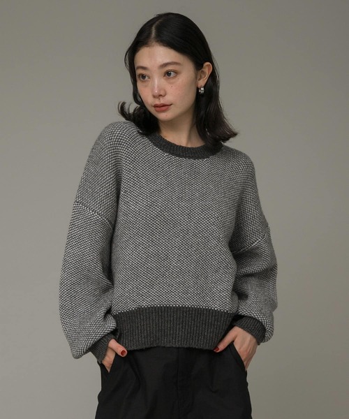 セール】バーズアイジャガードニットプルオーバー（ニット