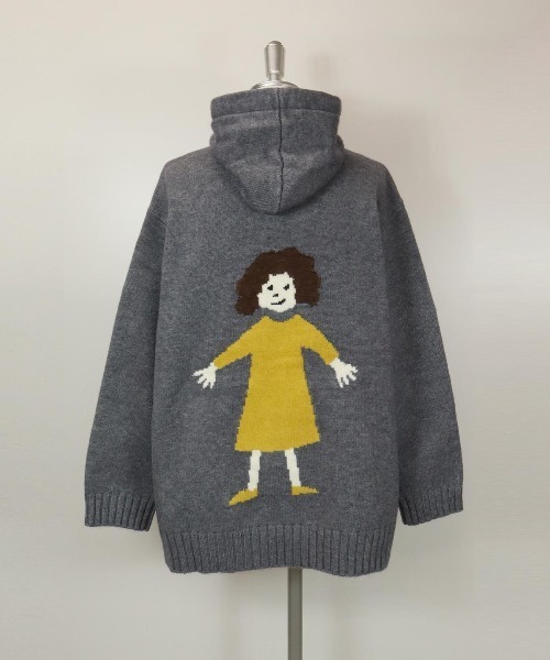 CASA PICONE(カーサピッコーネ)の「フード付きニットカーディガン(ニット/セーター・レディース・グレー/ネイビー・M/L)」の4枚目の写真