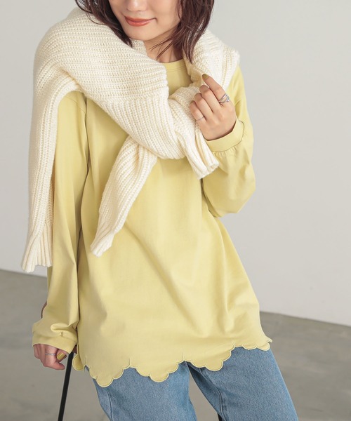 n'OrLABEL（ノアールレーベル）の「『裾スカラップカットソー』（Tシャツ/カットソー・レディース・イエロー/オフホワイト/ブラック・1/2）」の18枚目の写真