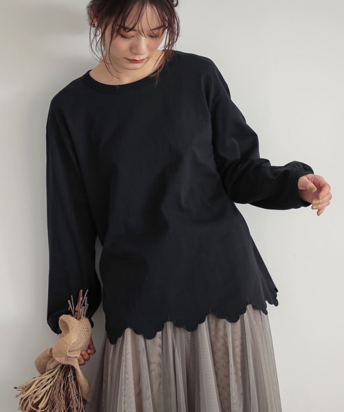 n'OrLABEL（ノアールレーベル）の「『裾スカラップカットソー』（Tシャツ/カットソー・レディース・イエロー/オフホワイト/ブラック・1/2）」の20枚目の写真