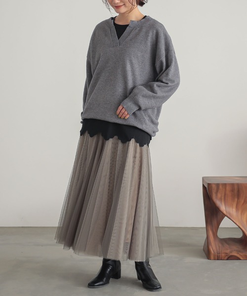 n'OrLABEL（ノアールレーベル）の「『裾スカラップカットソー』（Tシャツ/カットソー・レディース・イエロー/オフホワイト/ブラック・1/2）」の11枚目の写真