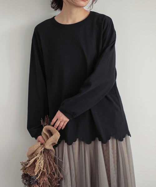 n'OrLABEL（ノアールレーベル）の「『裾スカラップカットソー』（Tシャツ/カットソー・レディース・イエロー/オフホワイト/ブラック・1/2）」の21枚目の写真