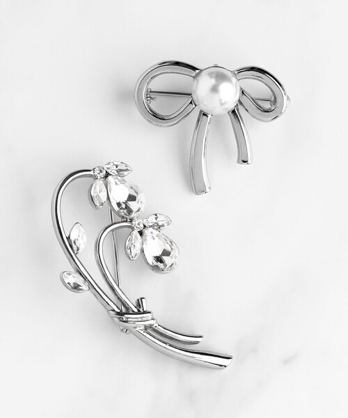 RIBBON＆FLOWER BROOCH NECKLACE 2セット ブローチネックレス（ブローチ/コサージュ）｜TOCCA（トッカ）