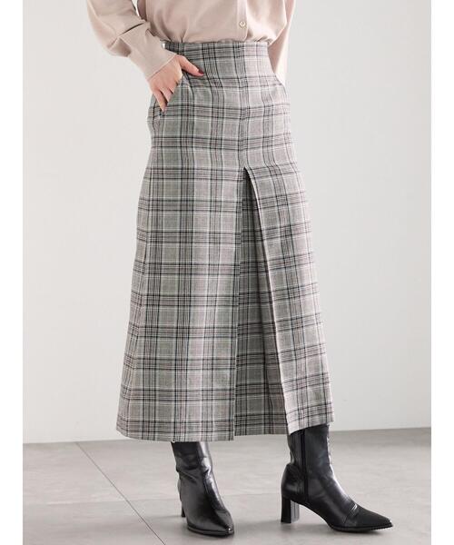Te chichi（テチチ）の「ボックスタックチェックトラペーズスカート（スカート・レディース・ブラック/ブラウン/グレー・S/M）」の3枚目の写真