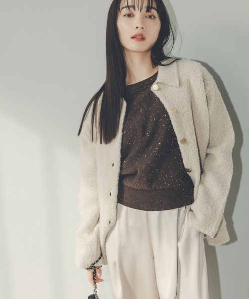 N.(N. Natural Beauty Basic)(エヌエヌナチュラルビューティーベーシック)の「◆スパンコールニット(ニット/セーター・レディース・イエロー/ブラウン/オフホワイト/グレー・MEDIUM)」の18枚目の写真