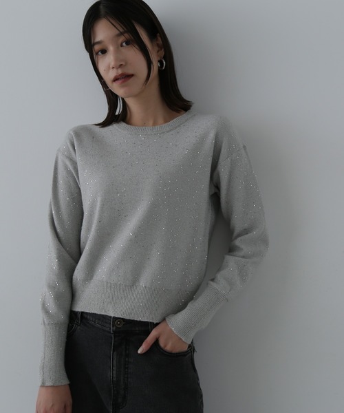 N.(N. Natural Beauty Basic)(エヌエヌナチュラルビューティーベーシック)の「◆スパンコールニット(ニット/セーター・レディース・イエロー/ブラウン/オフホワイト/グレー・MEDIUM)」の6枚目の写真