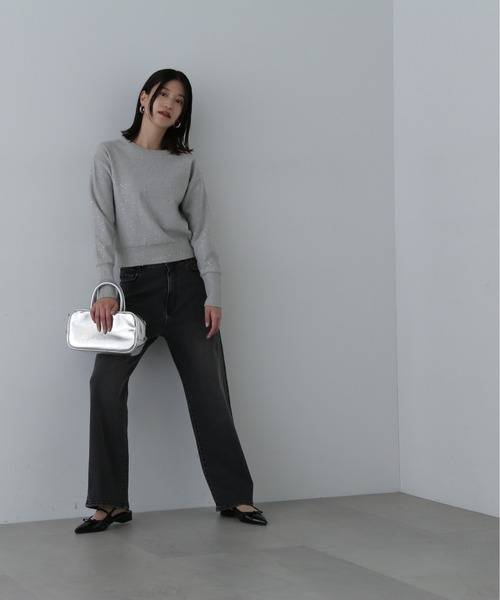 N.(N. Natural Beauty Basic)(エヌエヌナチュラルビューティーベーシック)の「◆スパンコールニット(ニット/セーター・レディース・イエロー/ブラウン/オフホワイト/グレー・MEDIUM)」の7枚目の写真