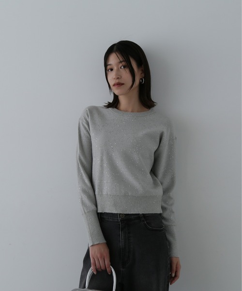N.(N. Natural Beauty Basic)(エヌエヌナチュラルビューティーベーシック)の「◆スパンコールニット(ニット/セーター・レディース・イエロー/ブラウン/オフホワイト/グレー・MEDIUM)」の9枚目の写真