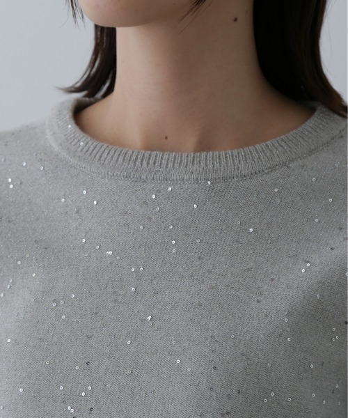 N.(N. Natural Beauty Basic)(エヌエヌナチュラルビューティーベーシック)の「◆スパンコールニット(ニット/セーター・レディース・イエロー/ブラウン/オフホワイト/グレー・MEDIUM)」の13枚目の写真