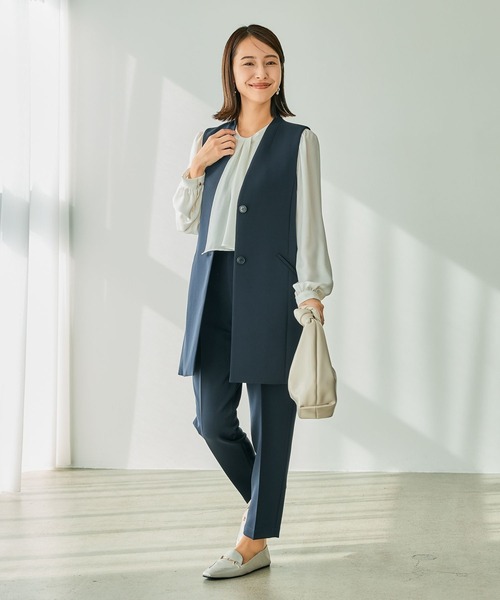 コットンダブルクロスストレッチ ロングジレ K.T KIYOKO TAKASE ベスト ジレ コットンダブルクロスストレッチ