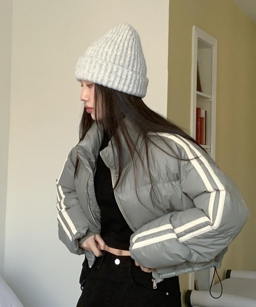 セール】袖ラインショート丈ダウンジャケット（ブルゾン