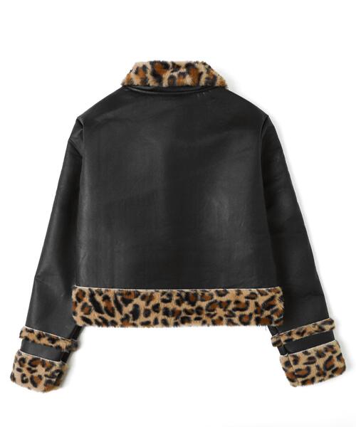 セール】DISPARK/レオパード切替フェイクムートンジャケット（ムートン