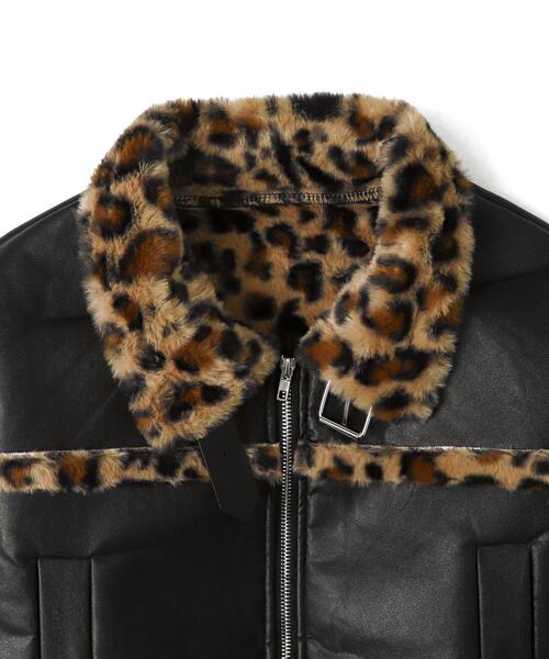 ヴィンテージ　ムートン レオパード コート　ジャケット レオパード（ヒョウ柄） ムートン・ファーコート(レディース) - 海外