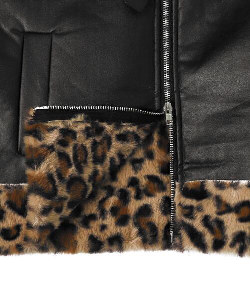 セール】DISPARK/レオパード切替フェイクムートンジャケット（ムートン