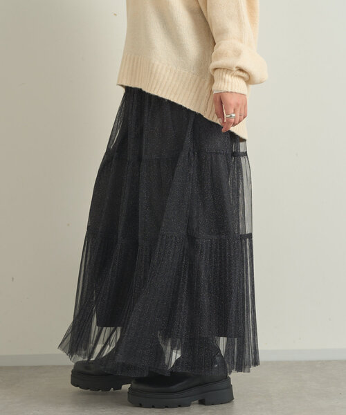 【セール】ラメティアードスカート（スカート）｜un dix cors（アンディコール）
