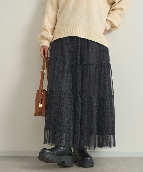 【セール】ラメティアードスカート（スカート）｜un dix cors（アンディコール）