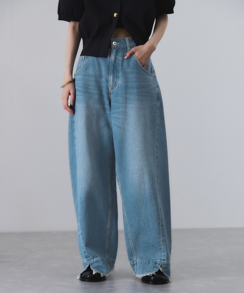 【アダムエロペ】ルーズフィットアジャストデニム サステナブル】・【新色追加】ルーズフィットアジャストデニム（デニム