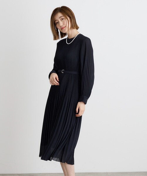 grove(グローブ)の「◆プリーツナローフレアワンピース(ワンピース・レディース・ネイビー/ブルー系/ブラック系・03/02/01/05/04)」の4枚目の写真