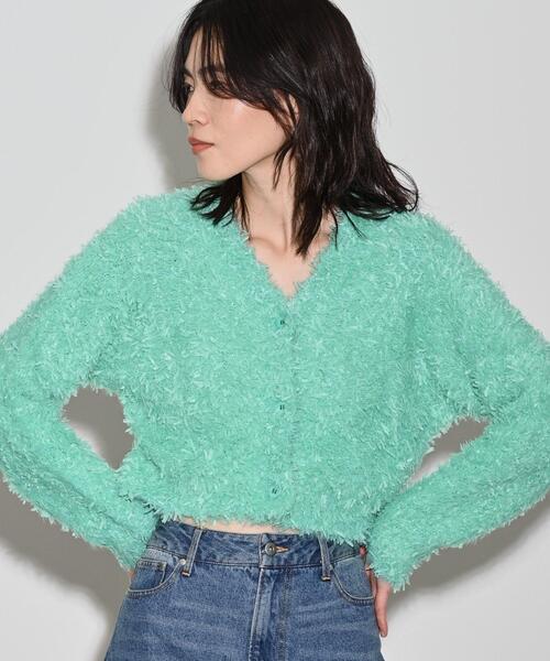 GALLEST（ギャレスト）の「フェザーヤーンカーディガン（カーディガン/ボレロ・レディース・ダークグレー/グリーン/オフホワイト・38）」の18枚目の写真