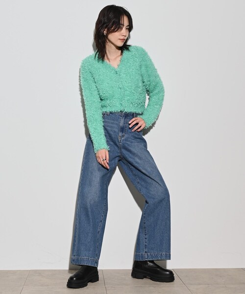 GALLEST（ギャレスト）の「フェザーヤーンカーディガン（カーディガン/ボレロ・レディース・ダークグレー/グリーン/オフホワイト・38）」の10枚目の写真