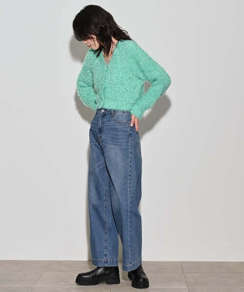 GALLEST（ギャレスト）の「フェザーヤーンカーディガン（カーディガン/ボレロ・レディース・ダークグレー/グリーン/オフホワイト・38）」の9枚目の写真