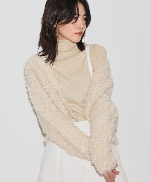 GALLEST（ギャレスト）の「フェザーヤーンカーディガン（カーディガン/ボレロ・レディース・ダークグレー/グリーン/オフホワイト・38）」の19枚目の写真