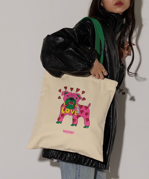 FREDRIK PACKERS(フレドリックパッカーズ)の「【FREDRIK PACKERS】FREDRIK ≪別注コラボレーション≫MASAMI YANAGIDA キャンバストート M(トートバッグ・レディース・ブラウン/ライトグレー/グリーン/ホワイト/パープル/ブルー/グレー/ブラック/アイボリー・FREE)」の3枚目の写真