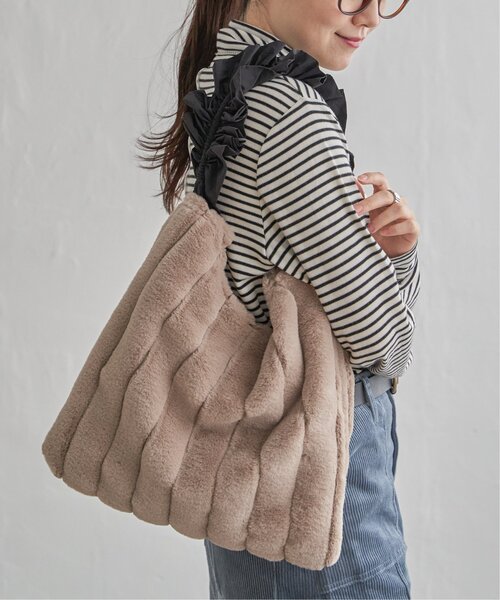 LBC（エルビーシー）の「フリルハンドルエコファートートバッグ（ショルダーバッグ・レディース・ベージュ/ブルー/グレー・FREE）」の3枚目の写真