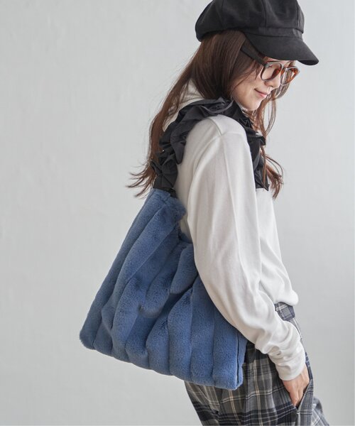 LBC（エルビーシー）の「フリルハンドルエコファートートバッグ（ショルダーバッグ・レディース・ベージュ/ブルー/グレー・FREE）」の5枚目の写真