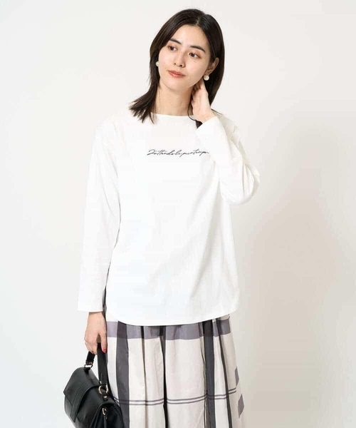 a.v.v(アーヴェヴェ)の「ハンドレター調ロゴ刺繍ロンT(Tシャツ/カットソー・レディース・グレー系その他/ホワイト・34/36/38/40/42)」の8枚目の写真
